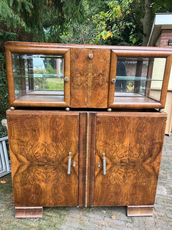 Art Deco dressoir kast met marmeren plaat, Huis en Inrichting, Kasten | Dressoirs, Gebruikt, 100 tot 150 cm, 25 tot 50 cm, Met lade(s)