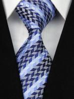 Stropdas Blauw streep design 100% handgeweven zijde -NIEUW-, Kleding | Heren, Ophalen of Verzenden, Nieuw, Blauw, Met patroon