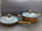 Cerafit gold genius pannenset koekenpan en braadpan., Nieuw, Pannenset, Rvs, Ophalen of Verzenden