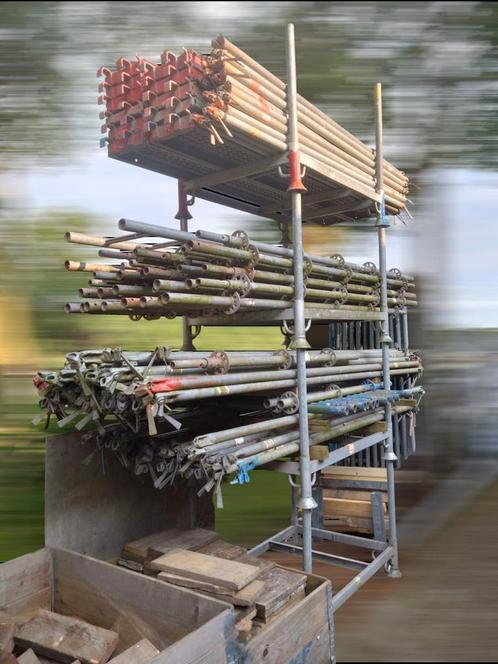 Layher ring 54  schoren staanders en opslagboken, Doe-het-zelf en Verbouw, Steigers, Gebruikt, 5 meter of hoger, Ophalen