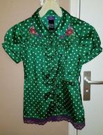 Colcc Vintage Blouse groen wit paars uniek, Nieuw, Ophalen of Verzenden, Maat 34 (XS) of kleiner, Groen