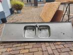 RVS Aanrechtblad met Dubbele Spoelbak, Ophalen, Gebruikt, 150 tot 200 cm, Minder dan 100 cm