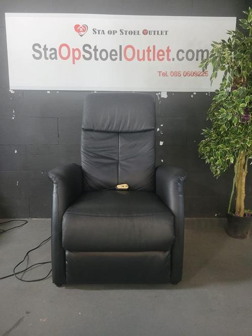 Staopstoel Hukla Zwart Leder, Huis en Inrichting, Fauteuils, Gebruikt, Leer, Minder dan 50 cm, Minder dan 75 cm, Ophalen of Verzenden