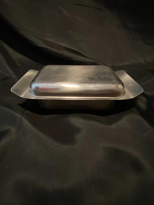 Retro RVS Botervloot met deksel, Huis en Inrichting, Keuken | Servies, Gebruikt, Overige typen, Overige stijlen, Overige materialen