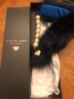 Blauw bondkraagje met parels, Ophalen of Verzenden, Zo goed als nieuw, Blauw, Overige typen