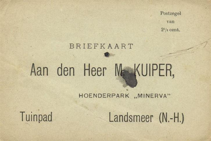 Hoenderpark Minerva, Landsmeer [N.-H.] - geen datum - briefk, Postzegels en Munten, Brieven en Enveloppen | Nederland, Briefkaart