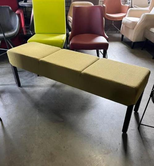 Luxe groen stoffen wachtkamer bankje, eetkamerbank, Huis en Inrichting, Stoelen, Zo goed als nieuw, Eén, Hout, Stof, Overige kleuren