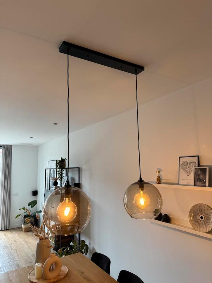 Ikea Jakobsbyn Hanglampen - Set van 2 (compleet), Huis en Inrichting, Lampen | Hanglampen, Zo goed als nieuw, 75 cm of meer, Glas