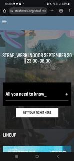 2x tickets Strafwerk indoor 20.9 tickets, Twee personen
