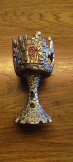 Brutalist bronzen ceremonial glashouder kiddush israel, Antiek en Kunst, Antiek | Koper en Brons, Ophalen of Verzenden, Brons