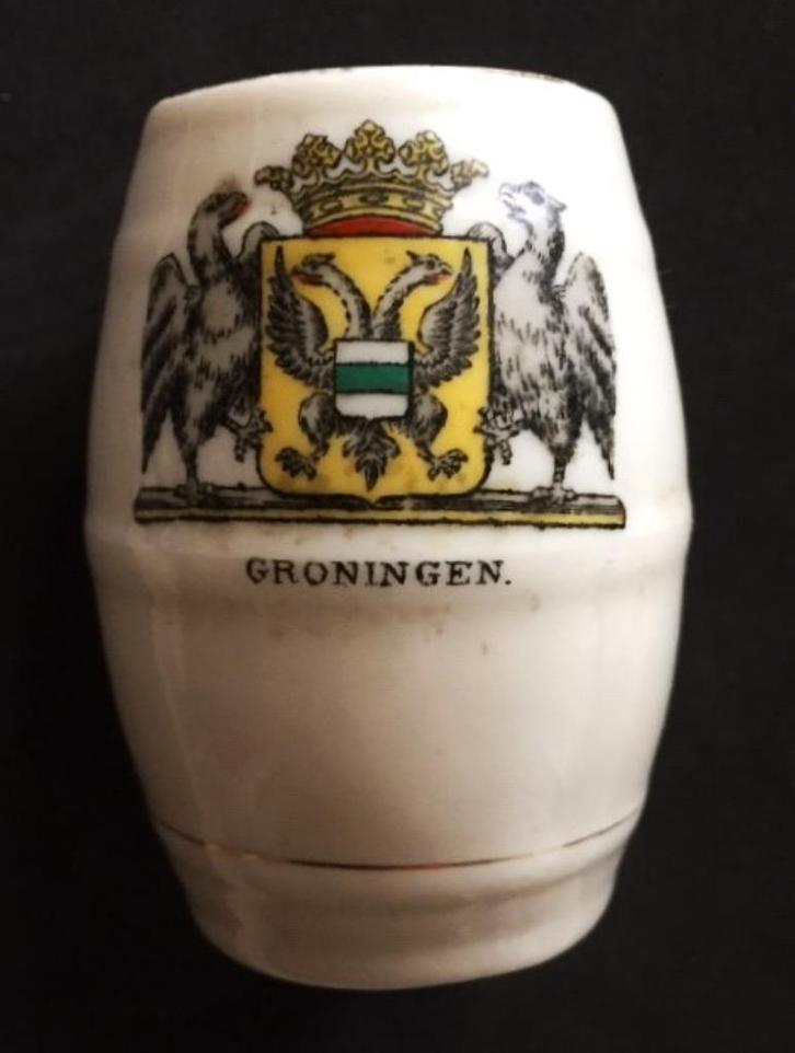 Strooier poederstrooier Wapen van Groningen stad antiek, Antiek en Kunst, Antiek | Keramiek en Aardewerk, Ophalen of Verzenden