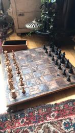 Schaakbord, messing relief, Ophalen of Verzenden, Zo goed als nieuw