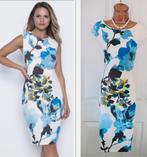 Frank Lyman elegante jurk wit/blauw tinten boothals 36/38, Kleding | Dames, Jurken, Maat 38/40 (M), Overige kleuren, Verzenden