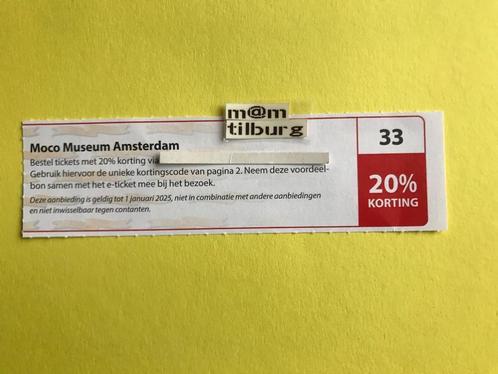 Bon 33 Moco Museum Amsterdam, 20% korting, Tickets en Kaartjes, Musea, Drie personen of meer, Kortingskaart