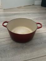 Le creuset pan rood, Huis en Inrichting, Keuken | Potten en Pannen, Ophalen of Verzenden, Gebruikt, Gietijzer, Koekenpan of Braadpan
