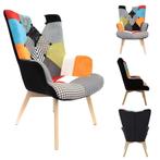 Fauteuil Helsinki Patchwork bontgekleurd - Home Deco Factory, Huis en Inrichting, INFO@CMP.FR, Hout, Nieuw, Ophalen of Verzenden