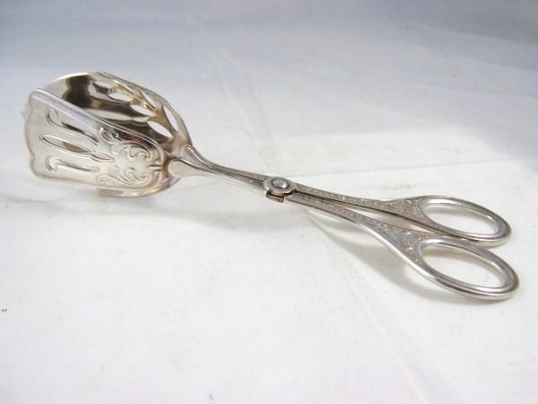 Gebaktang, serveertang, mooi versierd, verzilverd (7364-6), Antiek en Kunst, Curiosa en Brocante, Ophalen