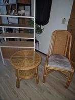 Rotan tafel (met glasplaat) en stoel, Ophalen, Rond