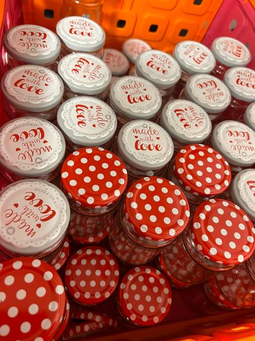 Leuke potjes 65 x voor jam, afscheid, kado etc, Huis en Inrichting, Keuken | Potten en Pannen, Nieuw, Overige typen, Overige materialen