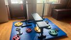 Fitness halterbank gewichten bar houders + 2 matten, Sport en Fitness, Fitnessmaterialen, Ophalen, Zo goed als nieuw, Fitnessbank