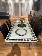 Eettafel met 4 stoelen - Wegens verhuizing!, Gebruikt, 100 tot 150 cm, Ophalen of Verzenden, Glas