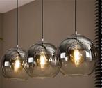 Hanglamp Eettafel/Keuken - 3 Rookglas Bollen, Huis en Inrichting, Lampen | Hanglampen, Ophalen, Zo goed als nieuw, Glas, Modern