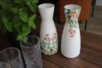 Set van 2 decanter vazen wit met rood bloemenmotief, Overige kleuren, Verzenden, Nieuw, Glas