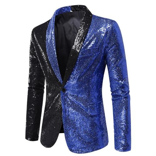 Heren blauw zwart glitter colbert / mannen blazer paillet, Kleding | Heren, Kostuums en Colberts, Nieuw, Verzenden