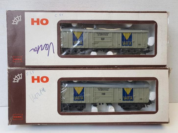 HEMA H0 1534 1426 2 stuks VARTA Zwenkdakwagen DB in OVP, Hobby en Vrije tijd, Modeltreinen | H0, Gebruikt, Wagon, Gelijkstroom of Wisselstroom