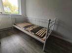 Wit metalen bed incl. Houten Lattenbodem, Huis en Inrichting, Slaapkamer | Bedden, Ophalen, Gebruikt, 90 cm, Eenpersoons