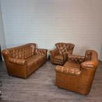 26277 Chesterfield Bankstel Camel 3-2-1 Leder, Huis en Inrichting, Banken | Bankstellen, Ophalen, 150 tot 200 cm, Chesterfield