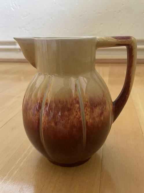 Antieke Schenkkan Geel / Roodbruin Hoog 16 cm Hals 6,5 cm, Antiek en Kunst, Antiek | Keramiek en Aardewerk, Ophalen of Verzenden