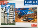 Puzzel 2x1000 stukjes; Pisa en Zwitserland. Puzzel box, Ophalen of Verzenden, Meer dan 1500 stukjes, Zo goed als nieuw, Legpuzzel