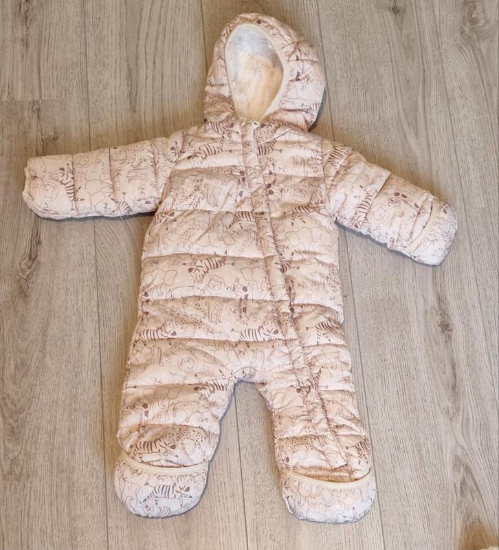 Warm skipak maat 62/68 met jungledieren, Kinderen en Baby's, Babykleding | Maat 62, Zo goed als nieuw, Jongetje of Meisje, Pakje