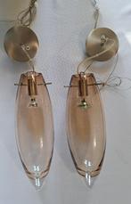 2 design led ''teardrop'' hanglampen glazen hanglamp staal, Ophalen of Verzenden, Gebruikt, Glas, 50 tot 75 cm