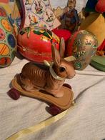 #pasen Oude Vintage Paashaas op wielen, Gebruikt, T, Ophalen of Verzenden, N