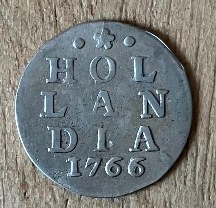 Dubbele Wapenstuiver Holland 1766, Postzegels en Munten, Munten | Nederland, Losse munt, Overige waardes, Vóór koninkrijk, Zilver