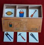Vintage Trio-spel van Educo in houten kist.70er jaren., Ophalen of Verzenden, Gebruikt, Taal en Lezen