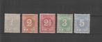 Suriname 1890, NVPH 16 t/m 20, Ongebruikt., Verzenden, Postfris
