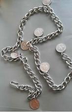 vintage ceintuur - plastic - met munten zilver kleurig 90 cm, Kleding | Dames, Riemen en Ceinturen, Overige kleuren, 90 tot 100 cm