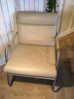 Leren fauteuil, buisframe, kleur: grijs, Huis en Inrichting, Fauteuils, Ophalen of Verzenden, Gebruikt, 75 tot 100 cm, 50 tot 75 cm