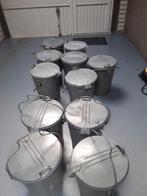 Zinken Vuilnisemmer Afvalemmer afvalbak prullebak vuilnisbak, Ophalen, Gebruikt, 40 liter of meer, Metaal