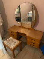 Vintage Kaptafel met Spiegel & Kruk, Huis en Inrichting, Tafels | Kaptafels, Ophalen, Gebruikt, 100 tot 150 cm, Minder dan 100 cm