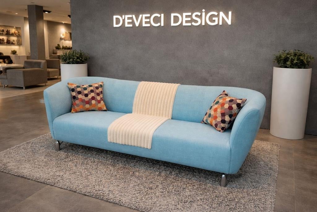 De Leolux 3-zitsbank marineblauwe wollen stof is van zeer ho, Ophalen of Verzenden, Zo goed als nieuw, 75 tot 100 cm