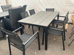 7-delige tuinset, 1 tafel 6 stoelen, polywood en textileen, 6 zitplaatsen, Aluminium, Ophalen of Verzenden, Zo goed als nieuw