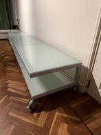 Glazen salontafel bijzettafel, 50 tot 100 cm, Vierkant, Ophalen of Verzenden, Zo goed als nieuw