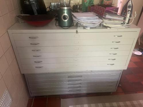 Architectenkasten 2x, A0, metalen ladekasten, Huis en Inrichting, Kasten | Ladekasten, Gebruikt, Minder dan 100 cm, 100 tot 150 cm