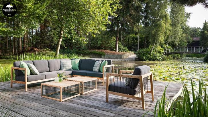 Fonteyn | Loungeset La Croix | Apple Bee, Tuin en Terras, Tuinsets en Loungesets, Nieuw, Loungeset, Teakhout, 5 zitplaatsen, Bank