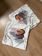 Kussenhoezen set met veren print, Huis en Inrichting, Woonaccessoires | Kussens, Ophalen of Verzenden, Zo goed als nieuw, Wit