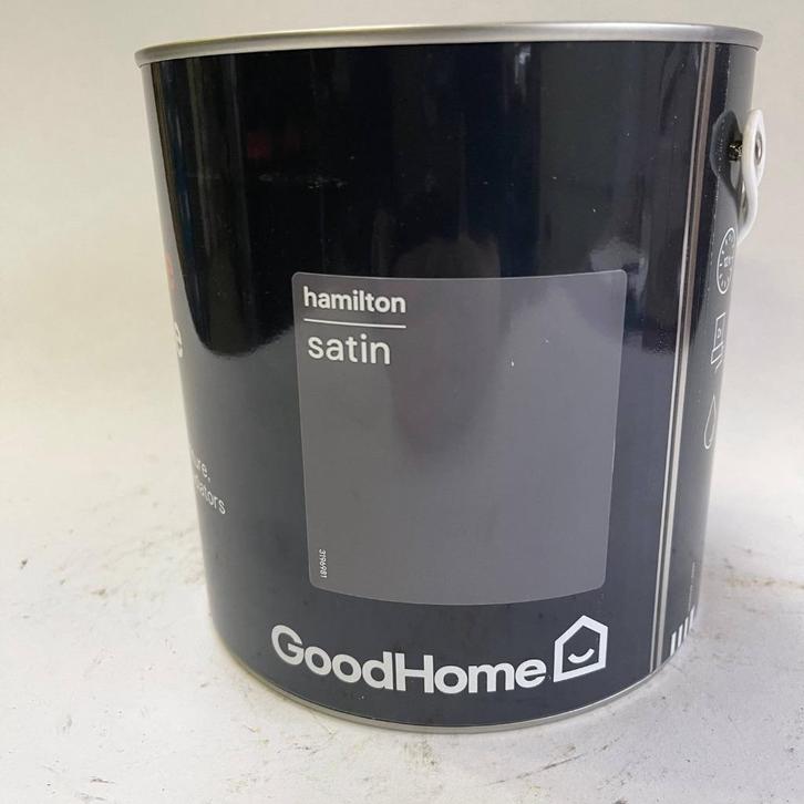 GoodHome All Round Hamilton Grijs Lak Verf 2L, Doe-het-zelf en Verbouw, Verf, Beits en Lak, Nieuw, Lak, Minder dan 5 liter, Grijs